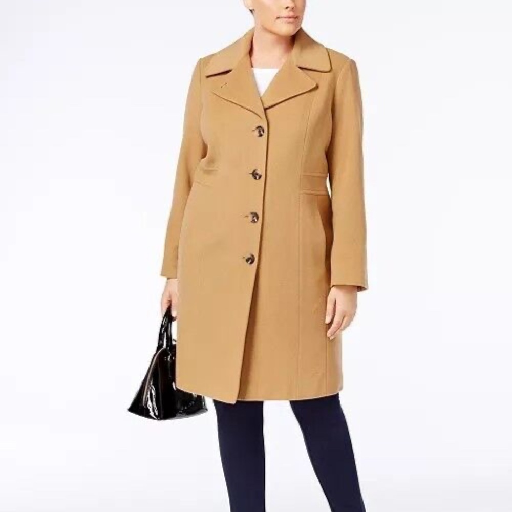 Anne Klein Wool Camel Coat